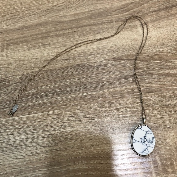 Long Double Sided Necklace Turquoise and Marble Pattern - Picture 5 of 5